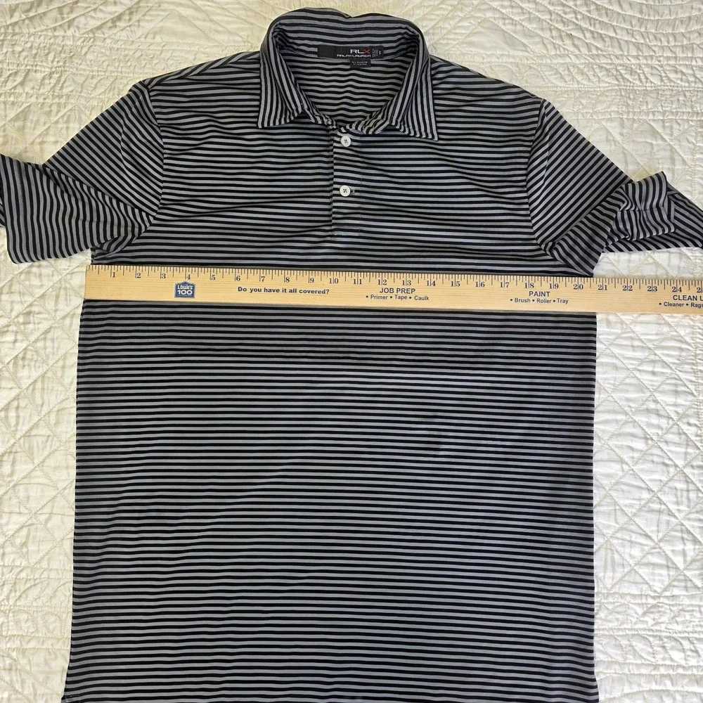 RLX Ralph Lauren Polo Mens Small Black Gray Striped‎ Golf Performance Stretch